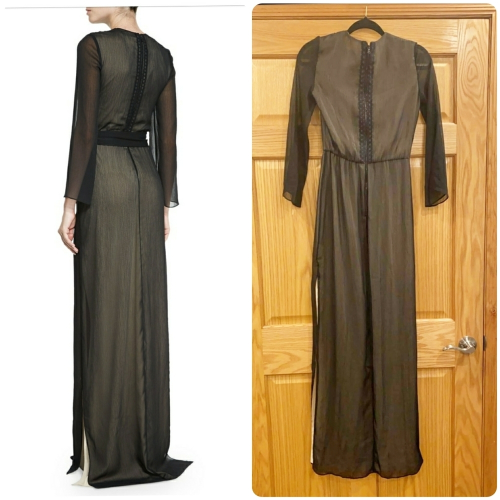 Alice+Olivia Kye Chiffon Lace-Trim Maxi Dress - Picture 4 of 16